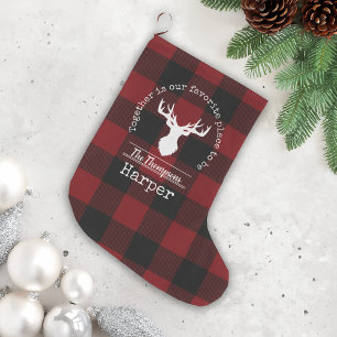 Personalized Red and Black Buffalo Plaid Large Christmas Stocking