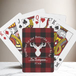 Personalized Red and Black Buffalo Plaid Playing Cards<br><div class="desc">The product design features a silhouette of a deer  on a classic red and black buffalo plaid pattern. Combined with your own personalized text,  this composition makes farmhouse country-style,   modern,  and unique playing cards for family reunion,  Christmas holiday,  or any other special occasions!</div>