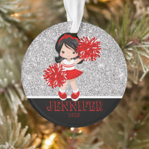 Personalized Red and Black Cheerleading Ornament