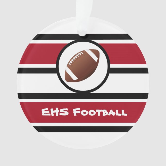 Personalized Red and Black Football Ornament (Front)