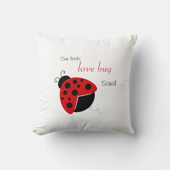 Personalized Red and Black Lady Bug Pilllow Throw Pillow (Front)