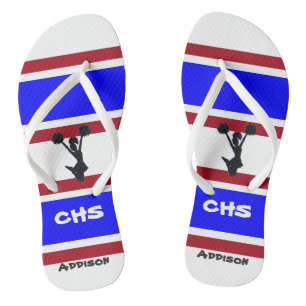 Personalized Red and Blue Cheerleader Flip Flops