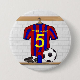 Personalized Red and Blue Football Soccer Jersey 3 Inch Round Button