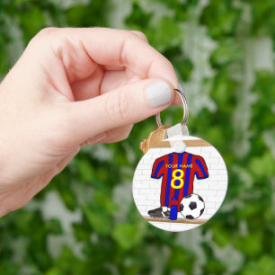 Personalized Red and Blue Football Soccer Jersey Keychain