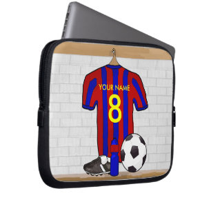 Personalized Red and Blue Football Soccer Jersey Laptop Sleeve