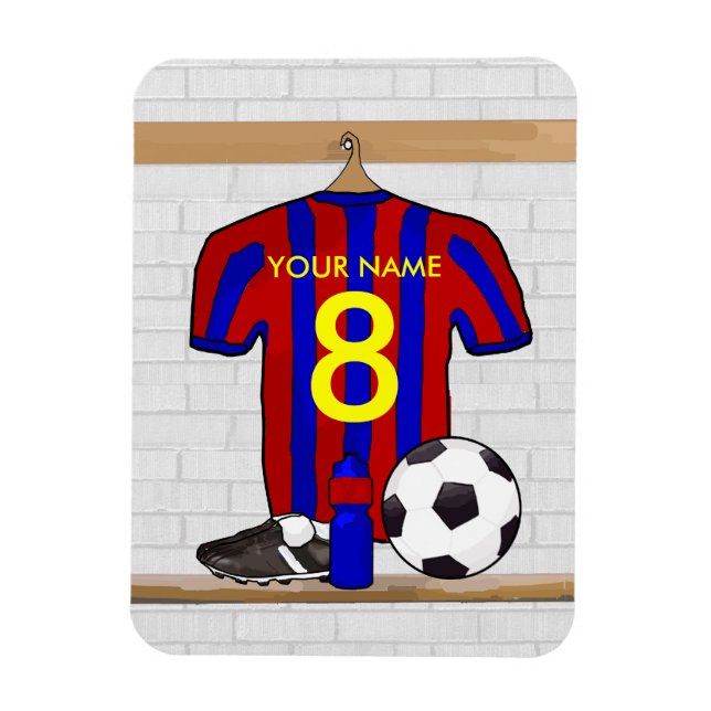 Personalized Red and Blue Football Soccer Jersey Magnet (Vertical)
