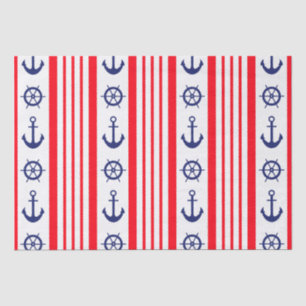 Personalized Red and Blue Nautical Anchors Tissue Paper