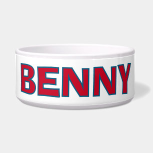 Personalized Red and Blue on White Dog