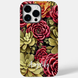 Personalized Red and Gold Abstract Art Case-Mate iPhone 14 Pro Max Case