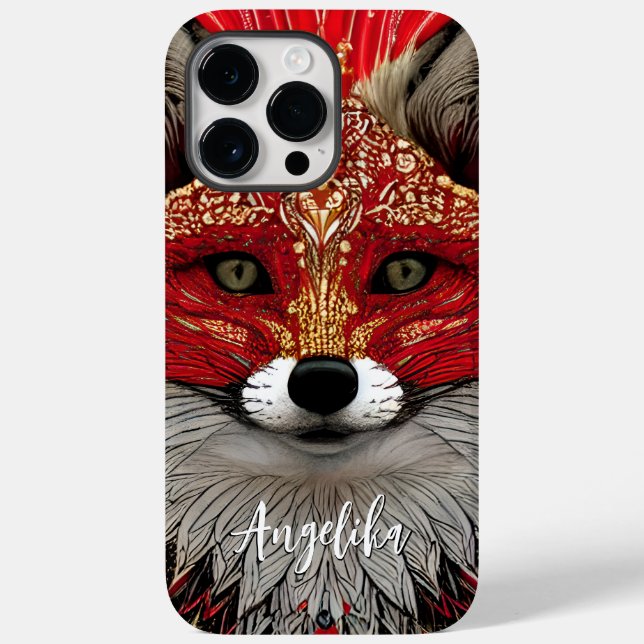 Personalized Red and Gold Abstract Fox Case-Mate iPhone Case (Back)