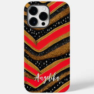 Personalized Red and Gold Abstract Minimalist Case-Mate iPhone 14 Pro Max Case