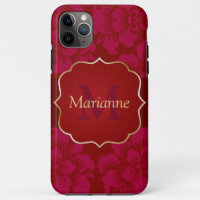 Personalized Red and Gold Asian Floral