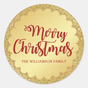 Personalized Red and Gold Christmas Envelope Seal