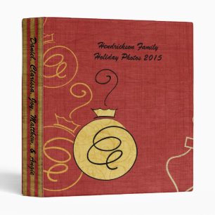 Personalized Red and Gold Ornament Photo Binder
