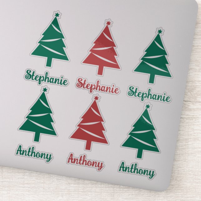 Personalized Red and Green Christmas Trees  (Detail)