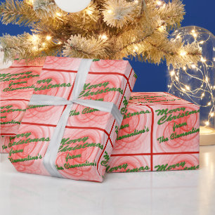 Personalized Red and Green Merry Christmas Wrapping Paper
