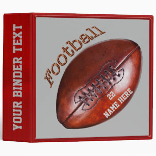 Personalized Red and Grey Football Binder