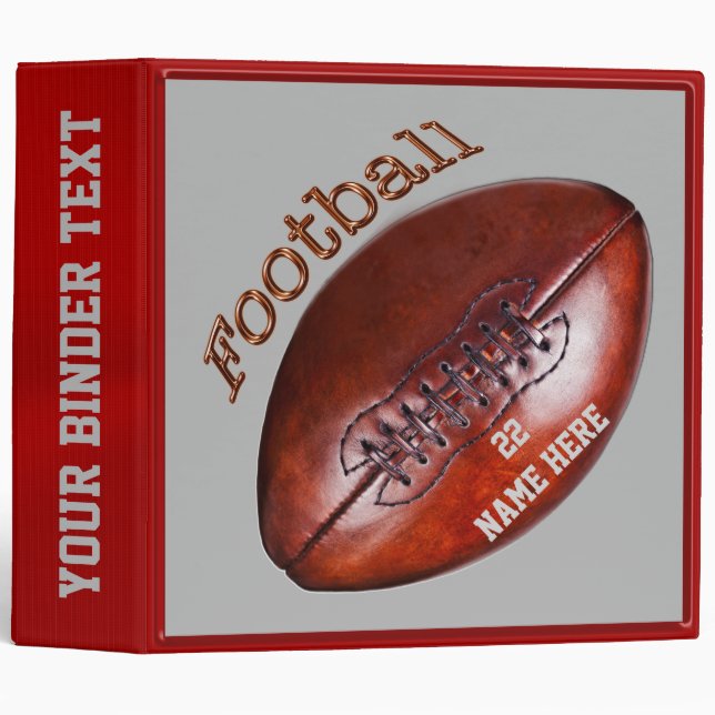 Personalized Red and Grey Football Binder (Front/Spine)