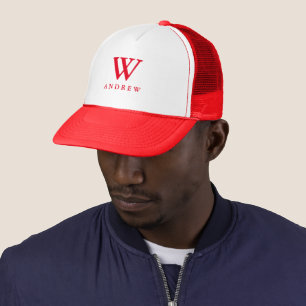 Personalized red and Name Trucker Hat