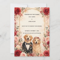 Personalized Red and Pink Rose Golden Retriever