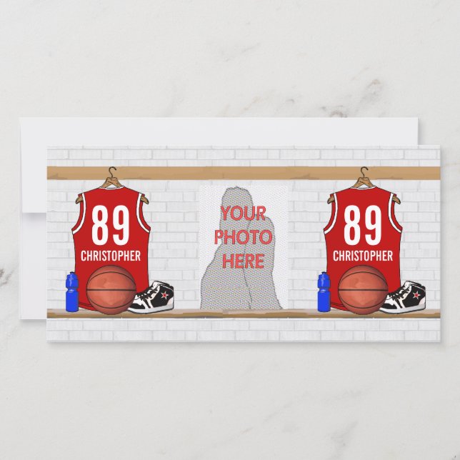 Personalized Red and White Basketball Jersey (Front)