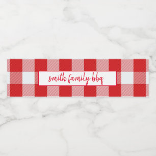 Personalized Red and White Buffalo Plaid Labels