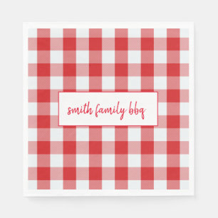 Personalized Red and White Buffalo Plaid Napkin