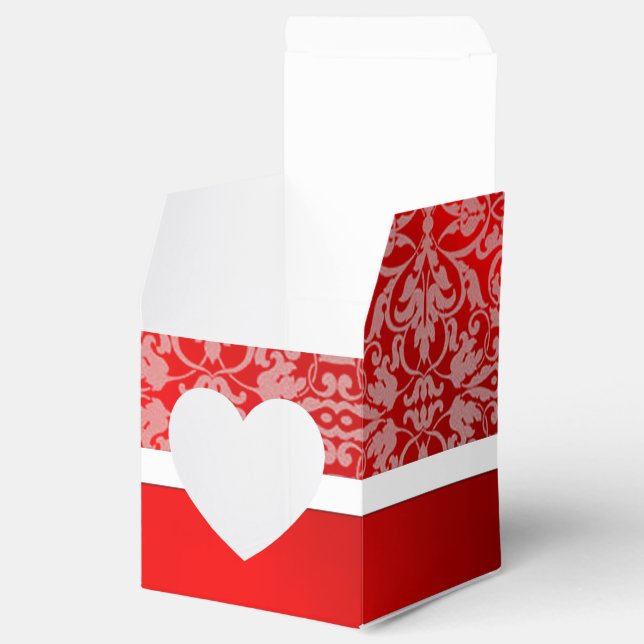 Personalized Red and White Damask Heart Favour Box (Opened)