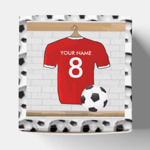 Personalized Red and White Football Soccer Jersey Favor Box
