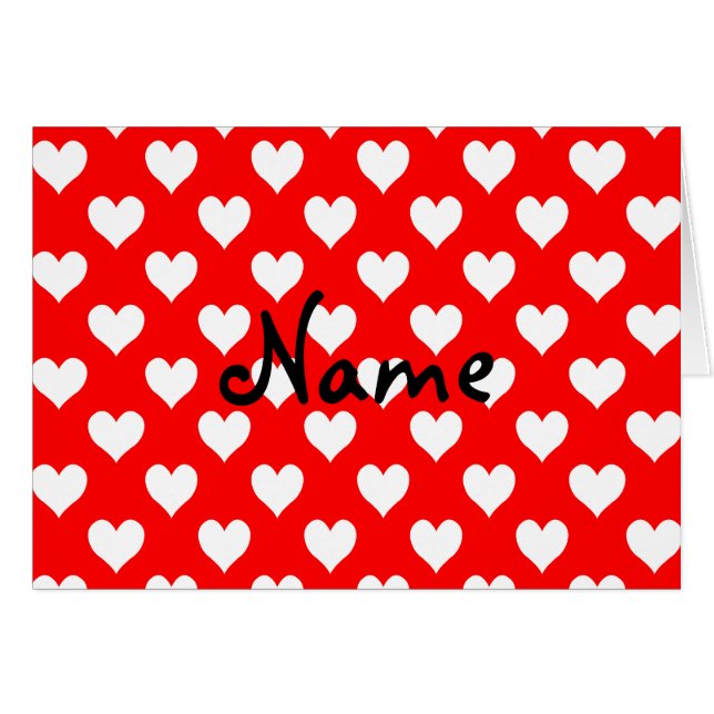 Personalized Red and White Heart Pattern (Front Horizontal)