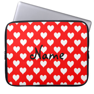 Personalized Red and White Heart Pattern Laptop Sleeve