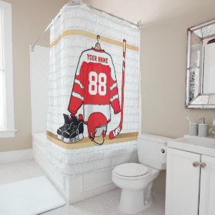 Personalized Red and White Ice Hockey Jersey