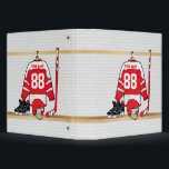 Personalized Red and White Ice Hockey Jersey Binder<br><div class="desc">Other colours available in our store and we welcome custom requests for different colour combinations for your team colours. Contact us via our store with your request prior to purchase and we will be happy to create it for you. A personalized ice hockey jersey in blue and white hanging in...</div>