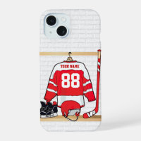 Personalized Red and White Ice Hockey Jersey