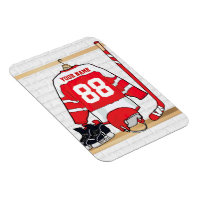 Personalized Red and White Ice Hockey Jersey