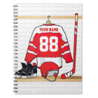 Personalized Red and White Ice Hockey Jersey