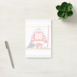 Personalized Red and White Ice Hockey Jersey Post-it Notes