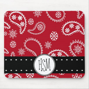 Personalized Red and White Paisley Pattern Country Mouse Pad