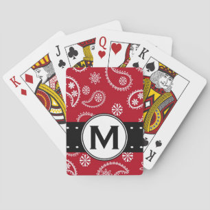Personalized Red and White Paisley Pattern Country Playing Cards