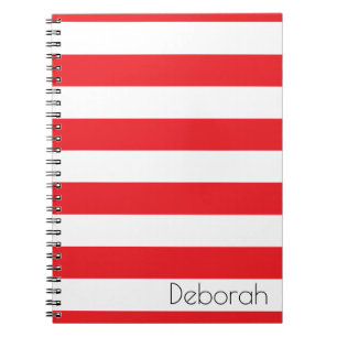 Personalized Red and White Striped Notebook