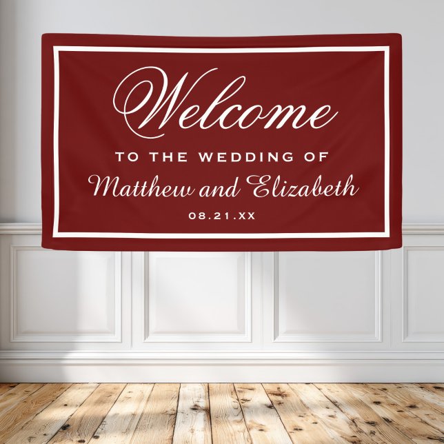 Personalized Red and White Wedding Welcome Banner (Creator Uploaded)