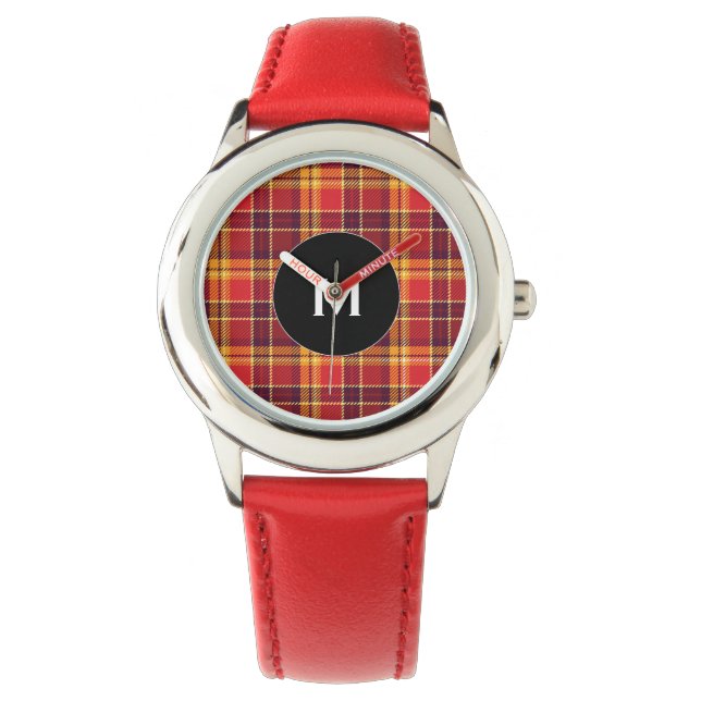 Personalized Red and yellow Plaid design Watch (Front)