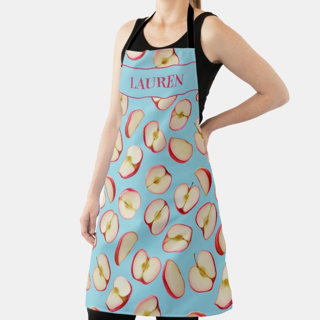 Personalized Red Apple Halves Pattern Custom Apron (Insitu)