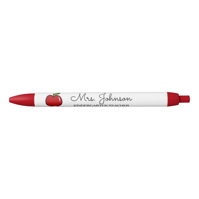 Personalized red apple kindergarten school teacher blue ink pen (Front)
