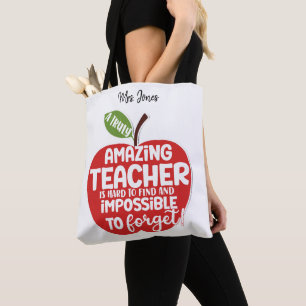 Personalized Red Apple Teacher appreciation  Tote Bag