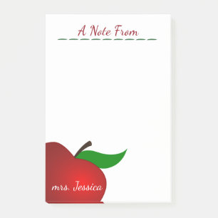 Personalized Red Apple Teacher Post-it Notes