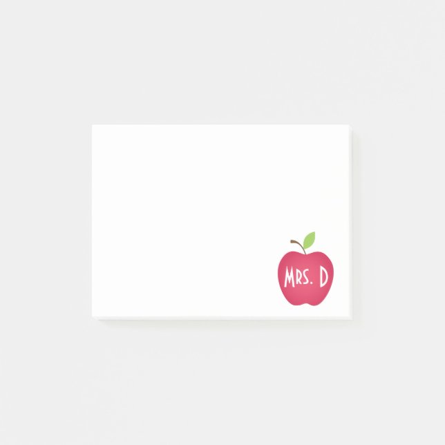 Personalized Red Apple Teacher's Post-it Notes (Front)