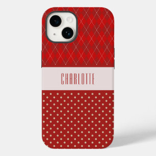 Personalized Red Argyles and Polka Dots Phone Case
