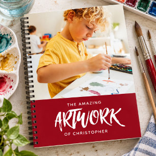 Personalized Red Artist Photo Sketchbook Notebook