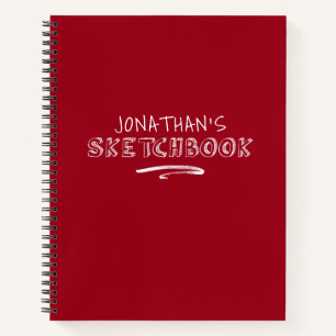 Personalized Red Artist Sketchbook Notebook